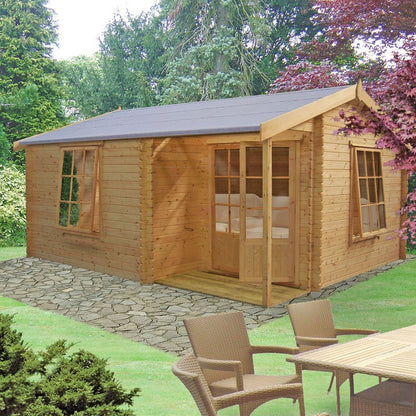 Shire Ringwood 11' 9" x 15' 8" Reverse Apex Log Cabin - Premium 28mm Cladding Tongue & Groove