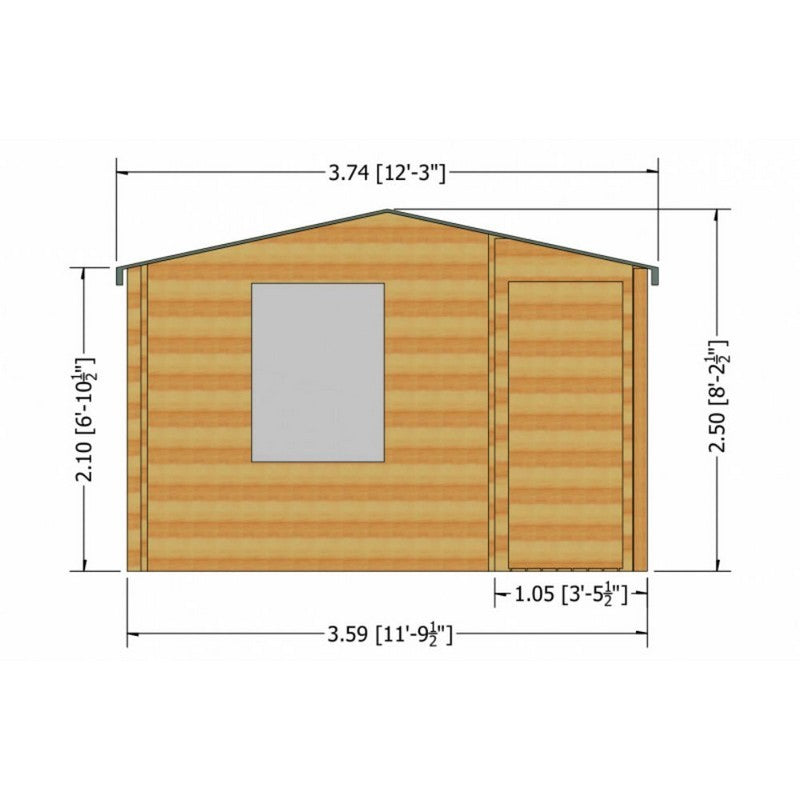 Shire Ringwood 11' 9" x 15' 8" Reverse Apex Log Cabin - Premium 28mm Cladding Tongue & Groove with Assembly