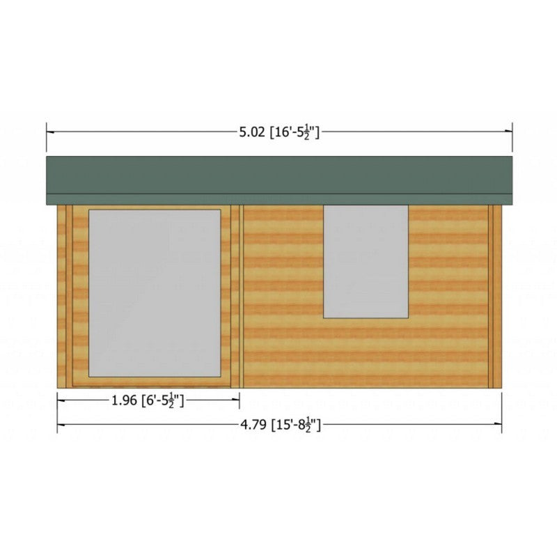 Shire Ringwood 11' 9" x 15' 8" Reverse Apex Log Cabin - Premium 28mm Cladding Tongue & Groove