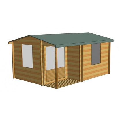 Shire Ringwood 11' 9" x 15' 8" Reverse Apex Log Cabin - Premium 28mm Cladding Tongue & Groove