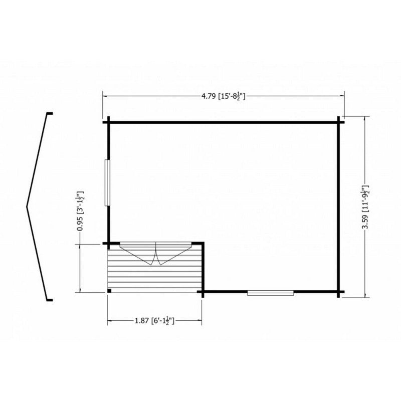 Shire Ringwood 11' 9" x 15' 8" Reverse Apex Log Cabin - Premium 28mm Cladding Tongue & Groove