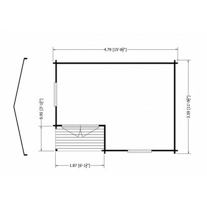 Shire Ringwood 11' 9" x 15' 8" Reverse Apex Log Cabin - Premium 28mm Cladding Tongue & Groove