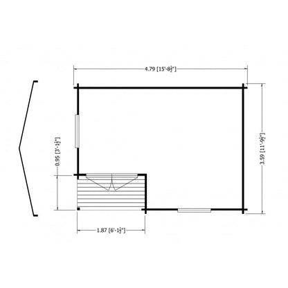 Shire Ringwood 11' 9" x 15' 8" Reverse Apex Log Cabin - Premium 28mm Cladding Tongue & Groove