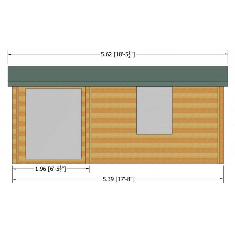 Shire Ringwood 11' 9" x 17' 8" Reverse Apex Log Cabin - Premium 28mm Cladding Tongue & Groove with Assembly