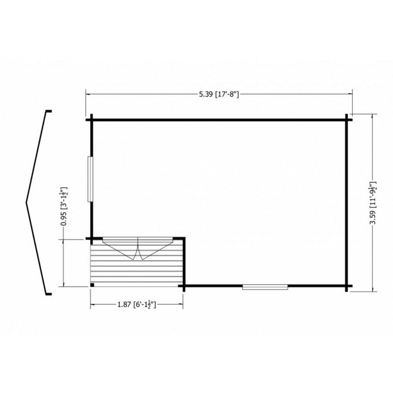 Shire Ringwood 11' 9" x 17' 8" Reverse Apex Log Cabin - Premium 28mm Cladding Tongue & Groove with Assembly