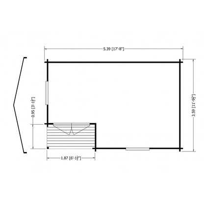 Shire Ringwood 11' 9" x 17' 8" Reverse Apex Log Cabin - Premium 28mm Cladding Tongue & Groove with Assembly