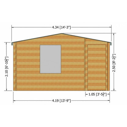 Shire Ringwood 13' 8" x 14' 8" Reverse Apex Log Cabin - Premium 28mm Cladding Tongue & Groove with Assembly