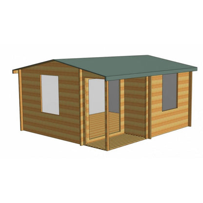 Shire Ringwood 13' 8" x 14' 8" Reverse Apex Log Cabin - Premium 28mm Cladding Tongue & Groove