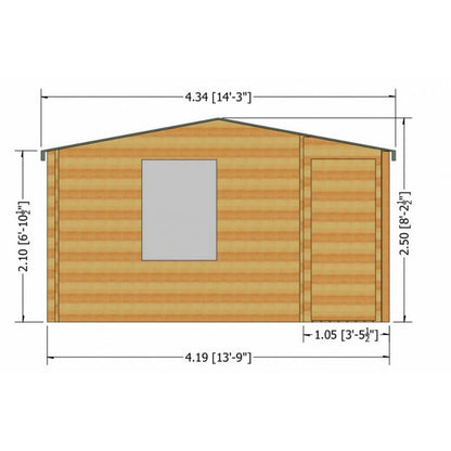 Shire Ringwood 13' 8" x 15' 8" Reverse Apex Log Cabin - Premium 28mm Cladding Tongue & Groove with Assembly