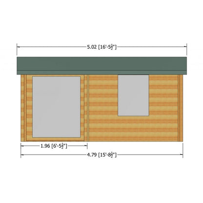 Shire Ringwood 13' 8" x 15' 8" Reverse Apex Log Cabin - Premium 28mm Cladding Tongue & Groove