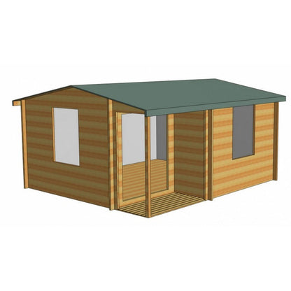 Shire Ringwood 13' 8" x 15' 8" Reverse Apex Log Cabin - Premium 28mm Cladding Tongue & Groove