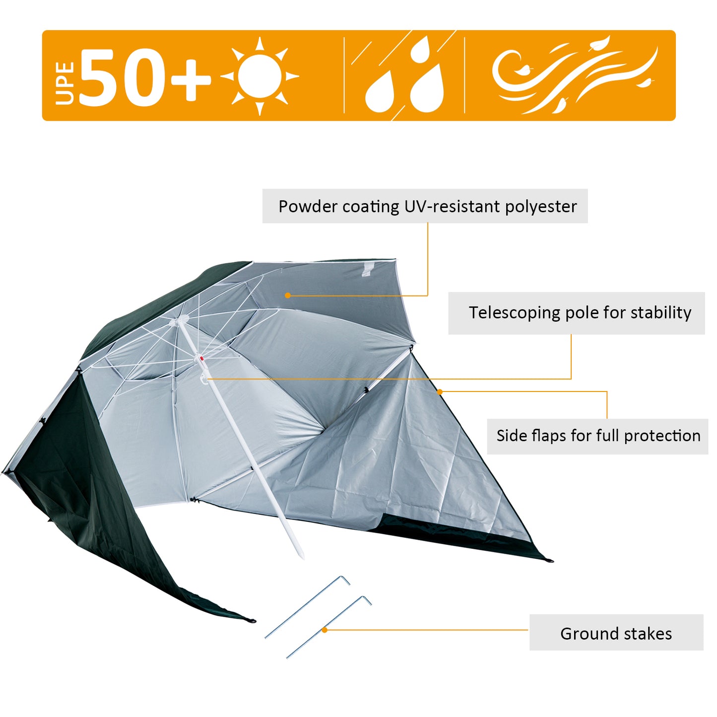 Outsunny All-Weather Beach Umbrella Shelteneer