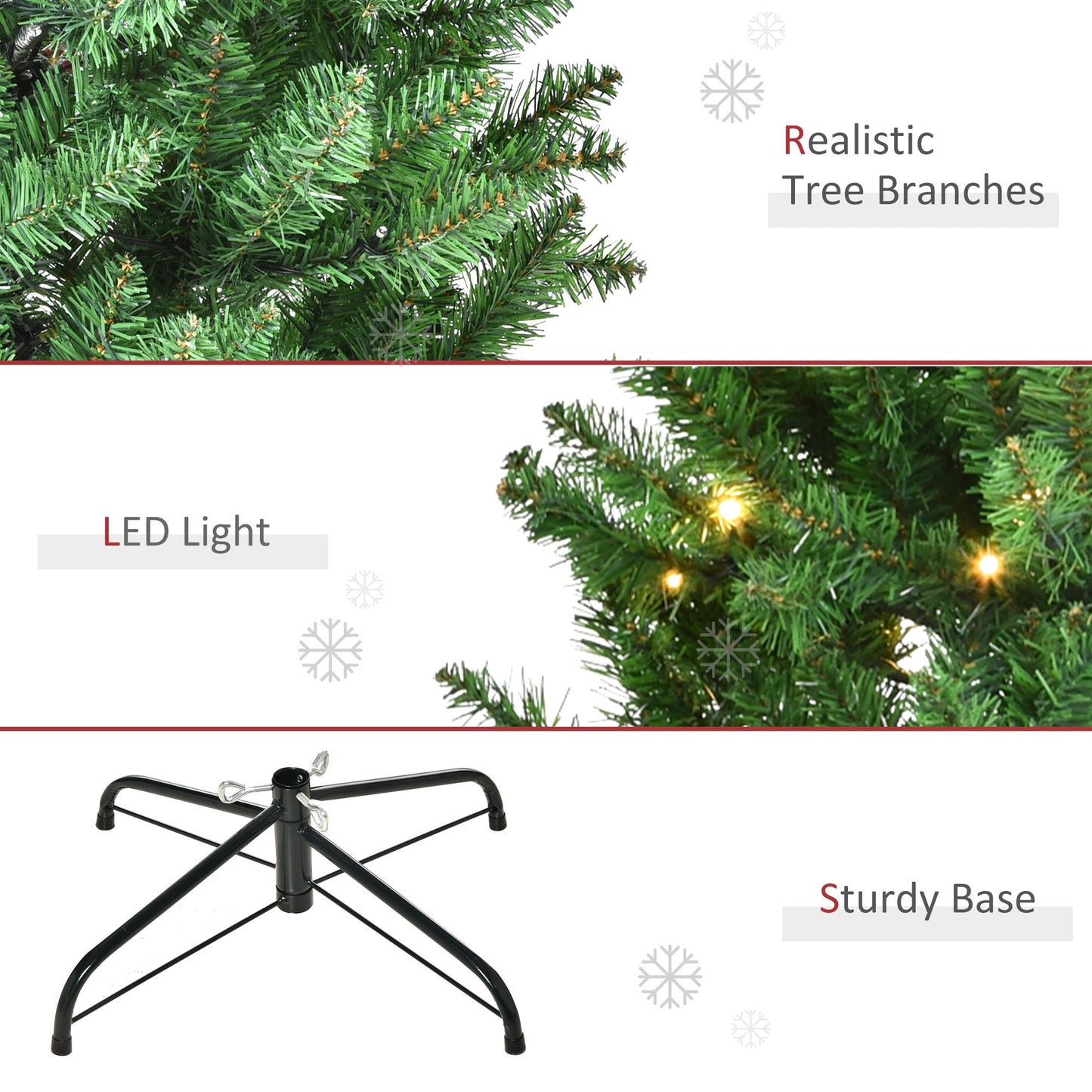 Homcom 4FT Prelit Artificial Christmas Tree with Warm White LED Light Holiday Home Decoration