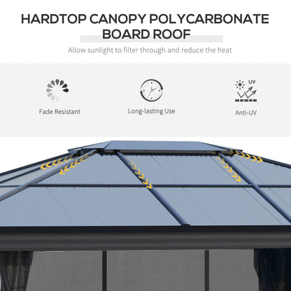 Outsunny 3.6 x 4m Hardtop Gazebo with UV Resistant Polycarbonate Roof & Aluminium Frame