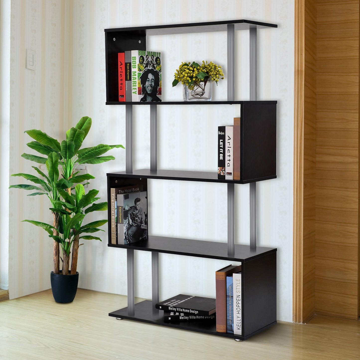 Homcom Double 'S' Shelving Unit - Black