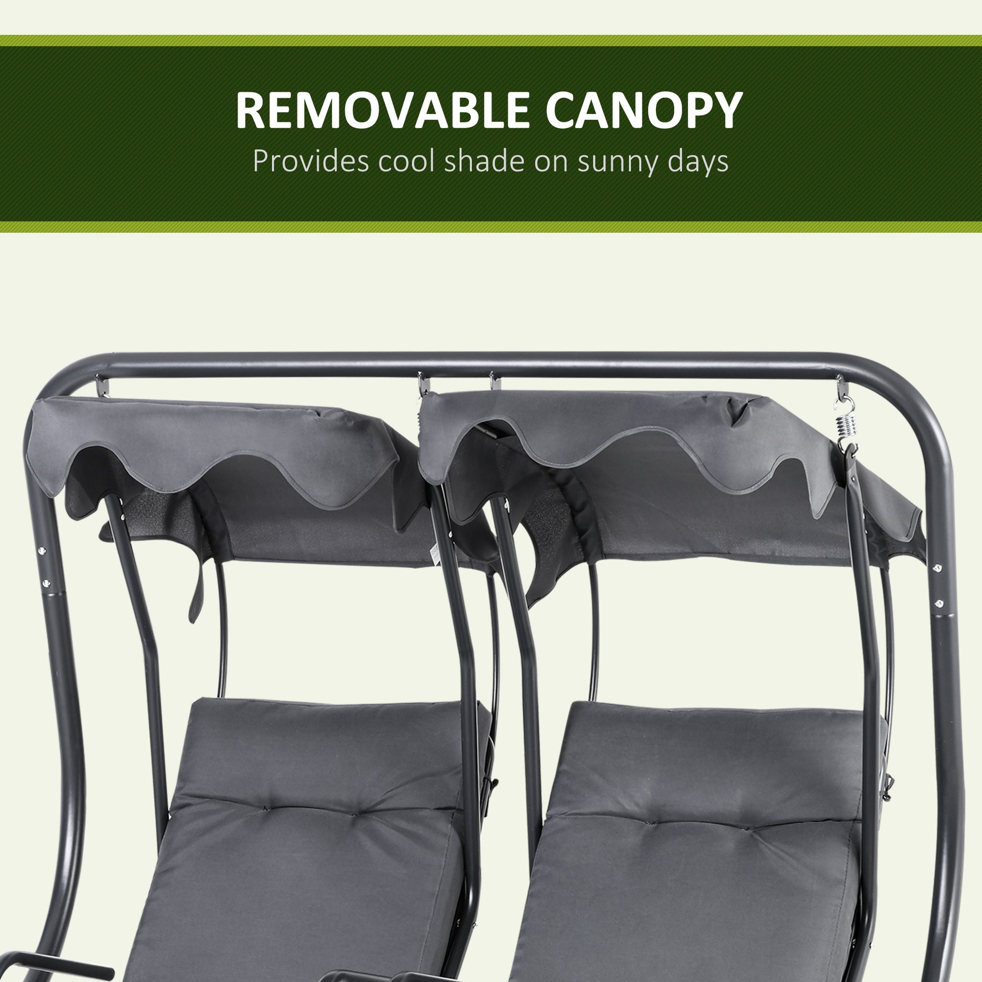 Outsunny Canopy Swing Chair Modern Garden Swing Seat Outdoor Relax Chairs W/ 2 Separate Chairs