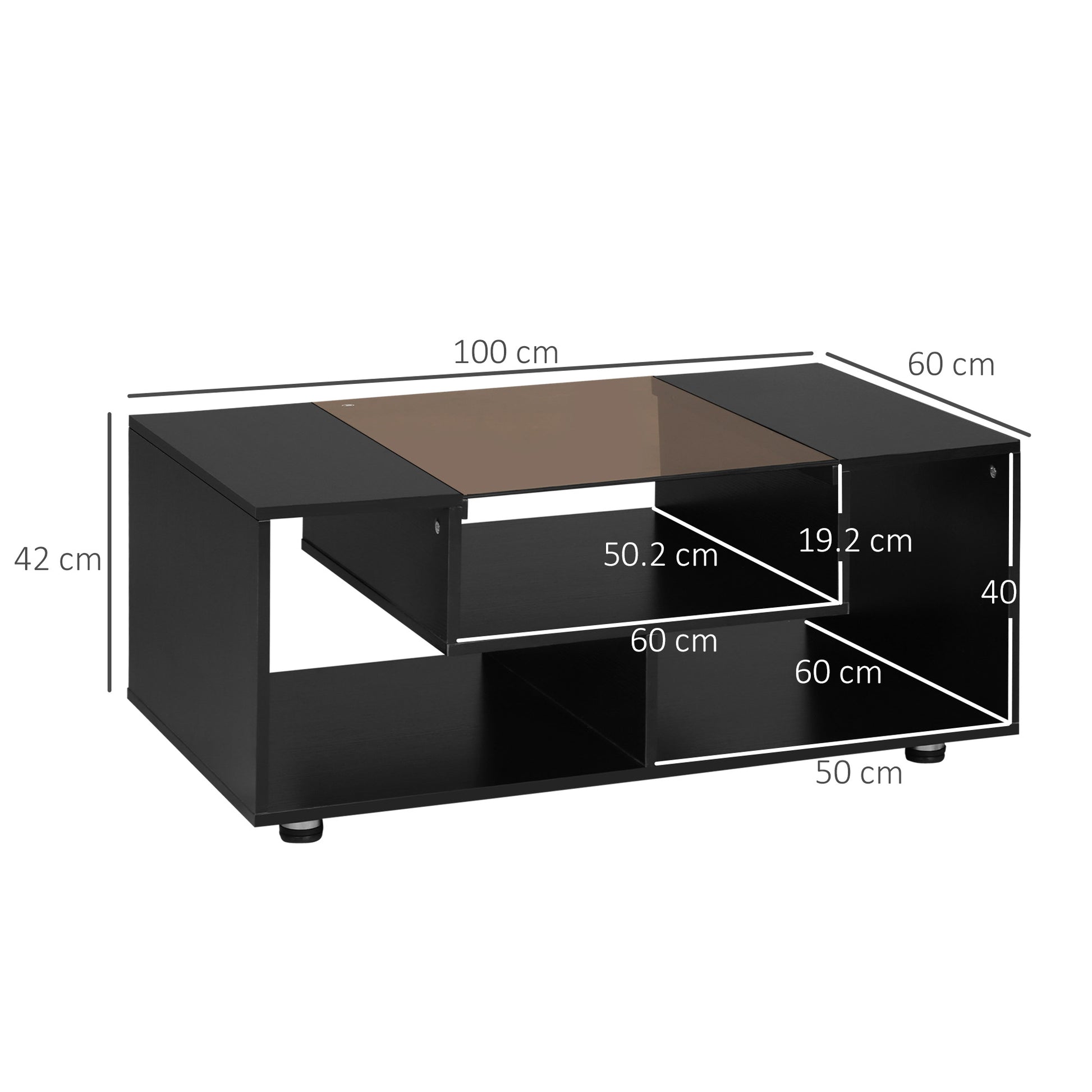 Homcom Modern Coffee Table with Tempered Glass Top