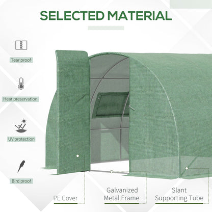 Outsunny Reinforced Walk In Polytunnel Greenhouse 4X3X2 M