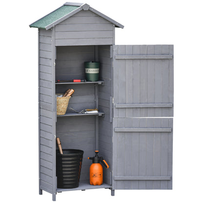 Rustica 189cm Barn Door Reverse Apex Garden Store Lockable With Shelves Fir Wood Grey by Steadfast