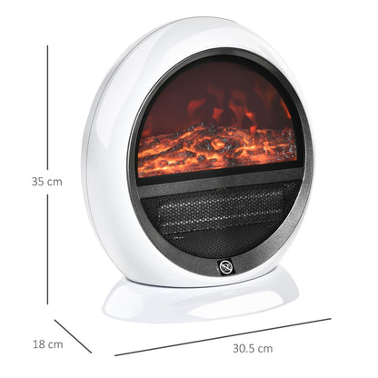 Homcom 1500W Freestanding Electric Fireplace Heater W/ Flame Effect Rotatable Head-White