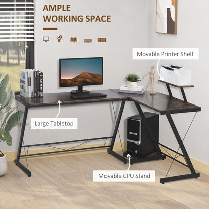 Homcom L Shaped Computer Desk Round Corner Gaming Table Workstation With Storage Shelf Cpu Stand For Home Office