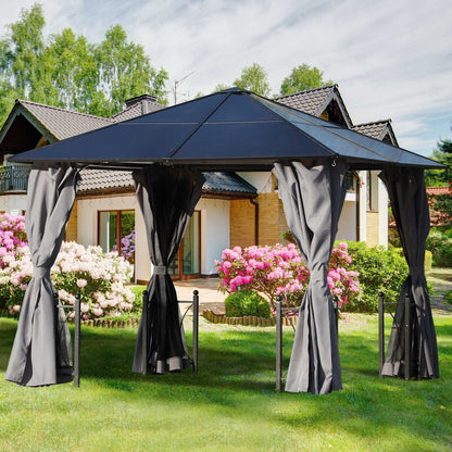 Outsunny 3 x 3(m) Hardtop Gazebo Canopy with Polycarbonate Roof