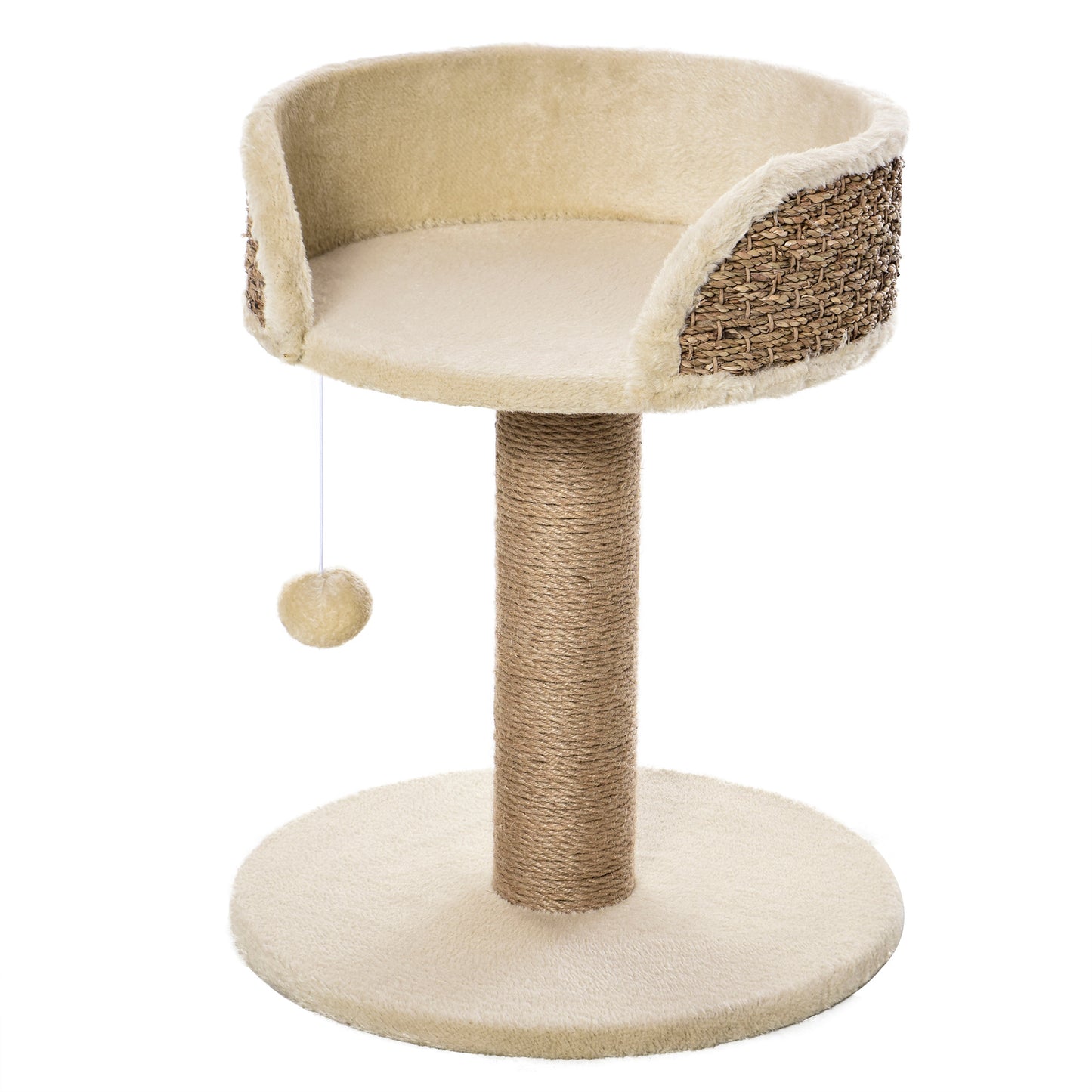 PawHut Cat Tree for Indoor Cats Kitten Tower Activity Center Climbing Stand Furniture with Scratching Posts Dangling Ball Perch Beige