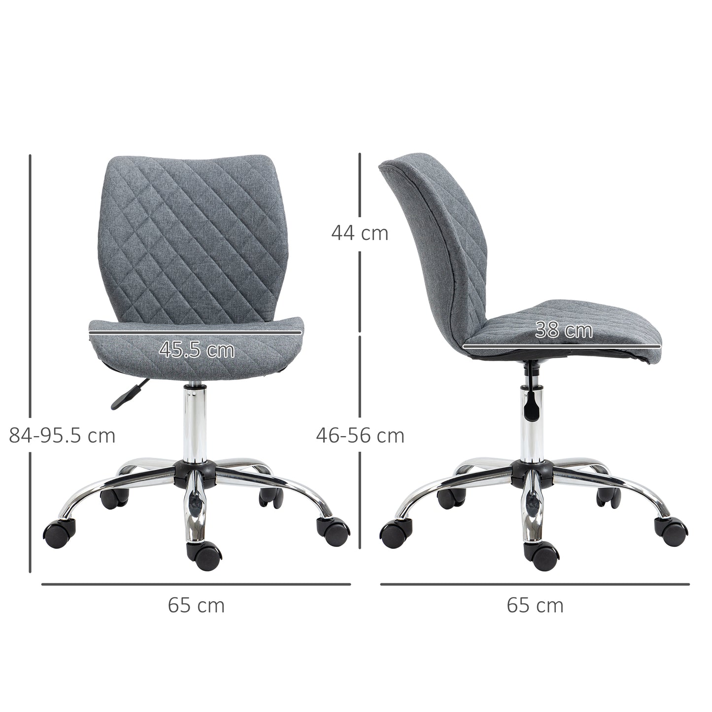 Vinsetto Mid Back Office Task Chair 360° Swivel Height Adjustable Home Office Linen Fabric Grey