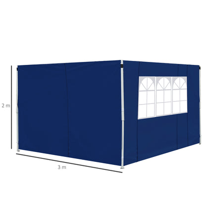 Outsunny 3M Gazebo Exchangeable Side Panel Panels With Window-Blue