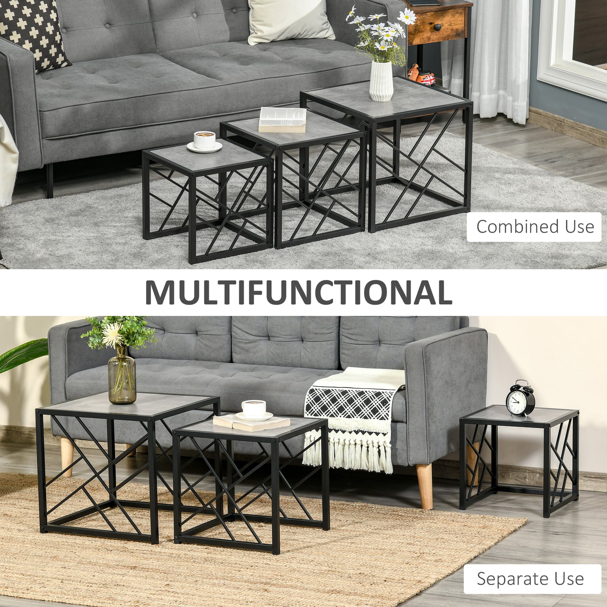 Homcom Set of 3 Nesting Coffee Tables