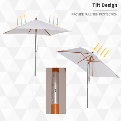 Outsunny 2m x 1.5m Garden Parasol Umbrella with Tilting Sunshade Canopy