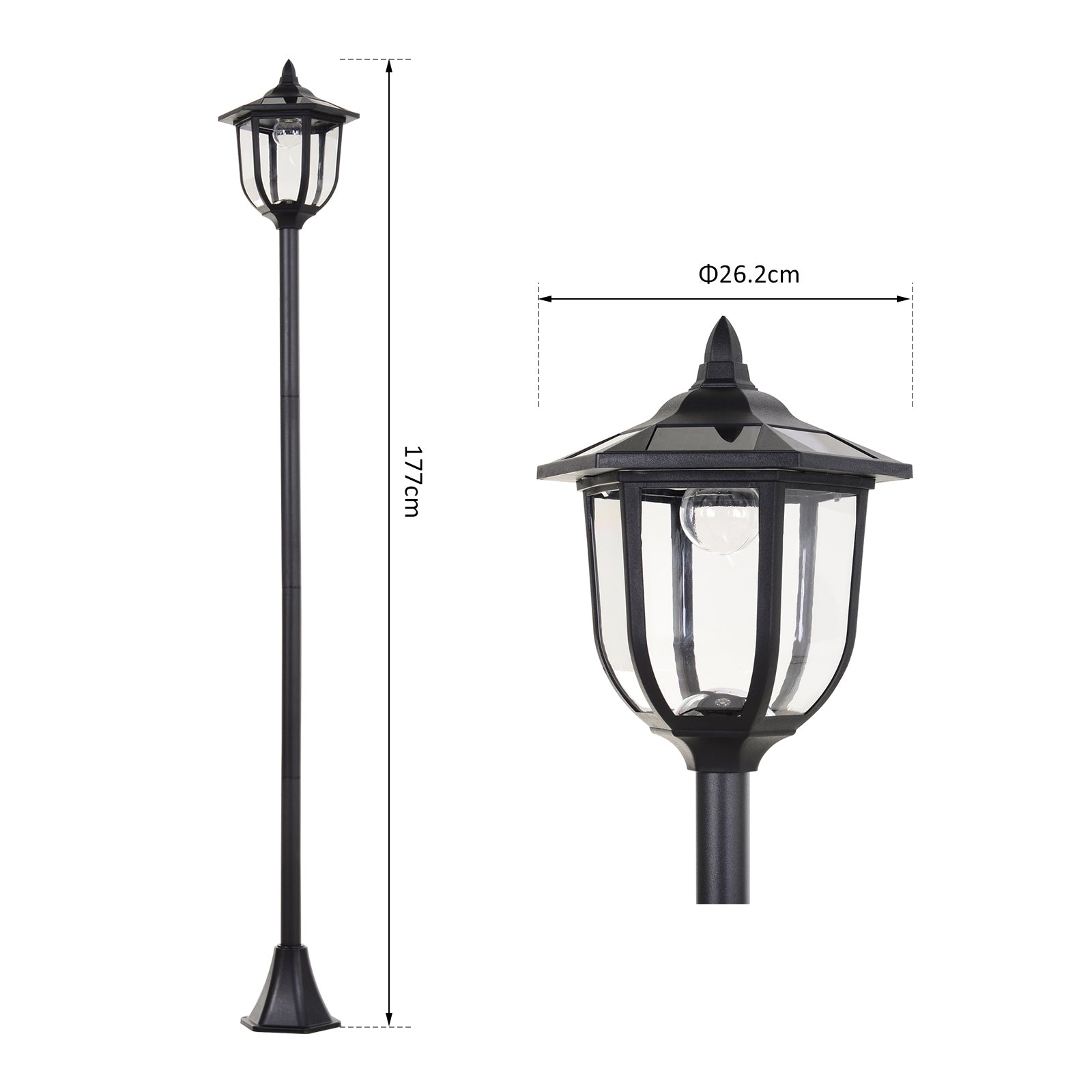 Outsunny Outdoor Garden Solar Post Lamp Sensor Light LED Lantern Bollard Pathway Torch Light 1.77m Tall