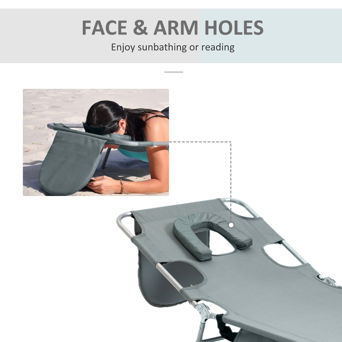 Outsunny Foldable Sun Lounger with Reading Hole