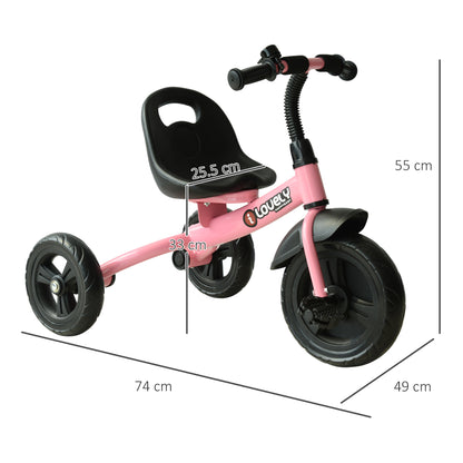 Homcom Toddler Three Wheel Plastic Tricycle Bike Pink