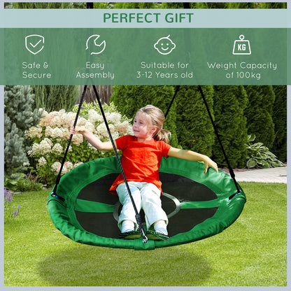 Homcom Kids Swing Outdoor Toys For Kids Diameter 100X4.5H cm-Black/Green