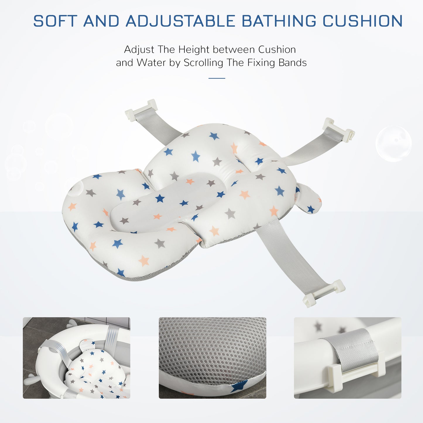 Homcom Foldable Portable Baby Bathtub w/ Baby Bath Temperature-Induced Water Plug for 0-3 years