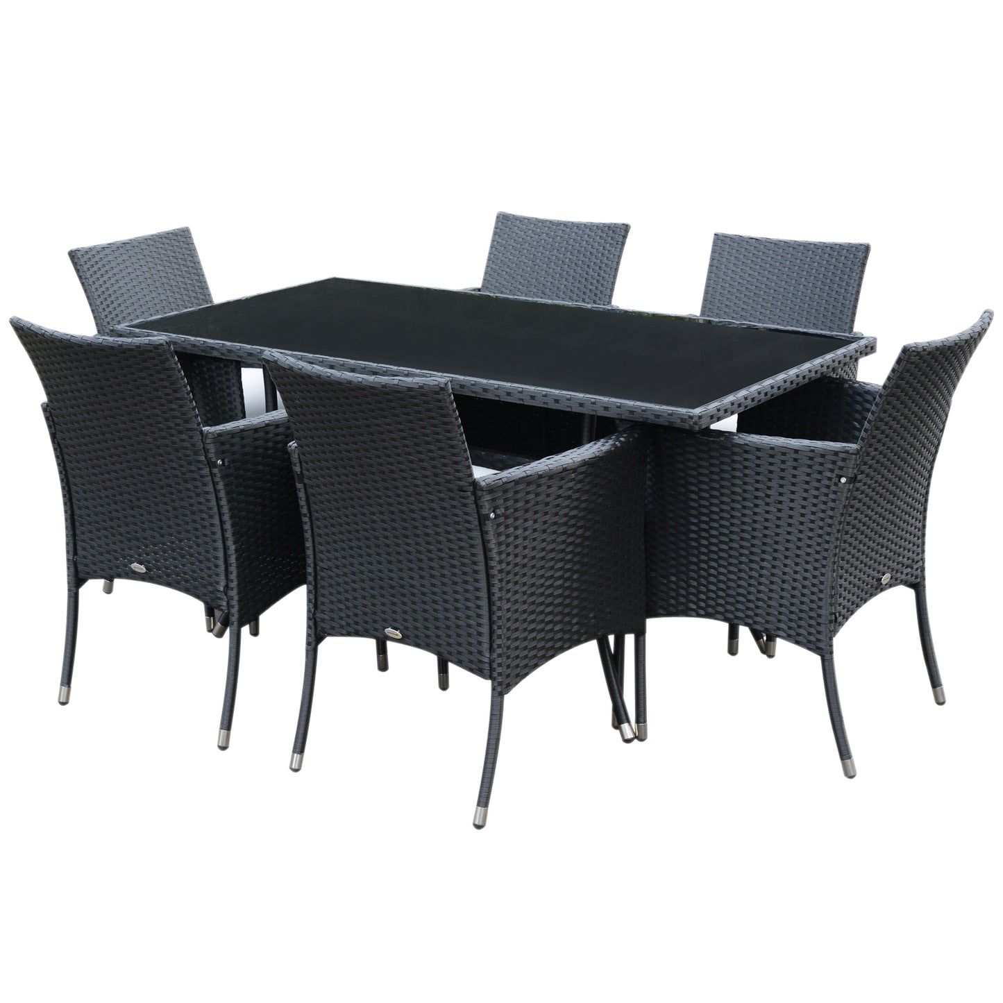 Outsunny 7 Pieces PE Rattan Dining Sets