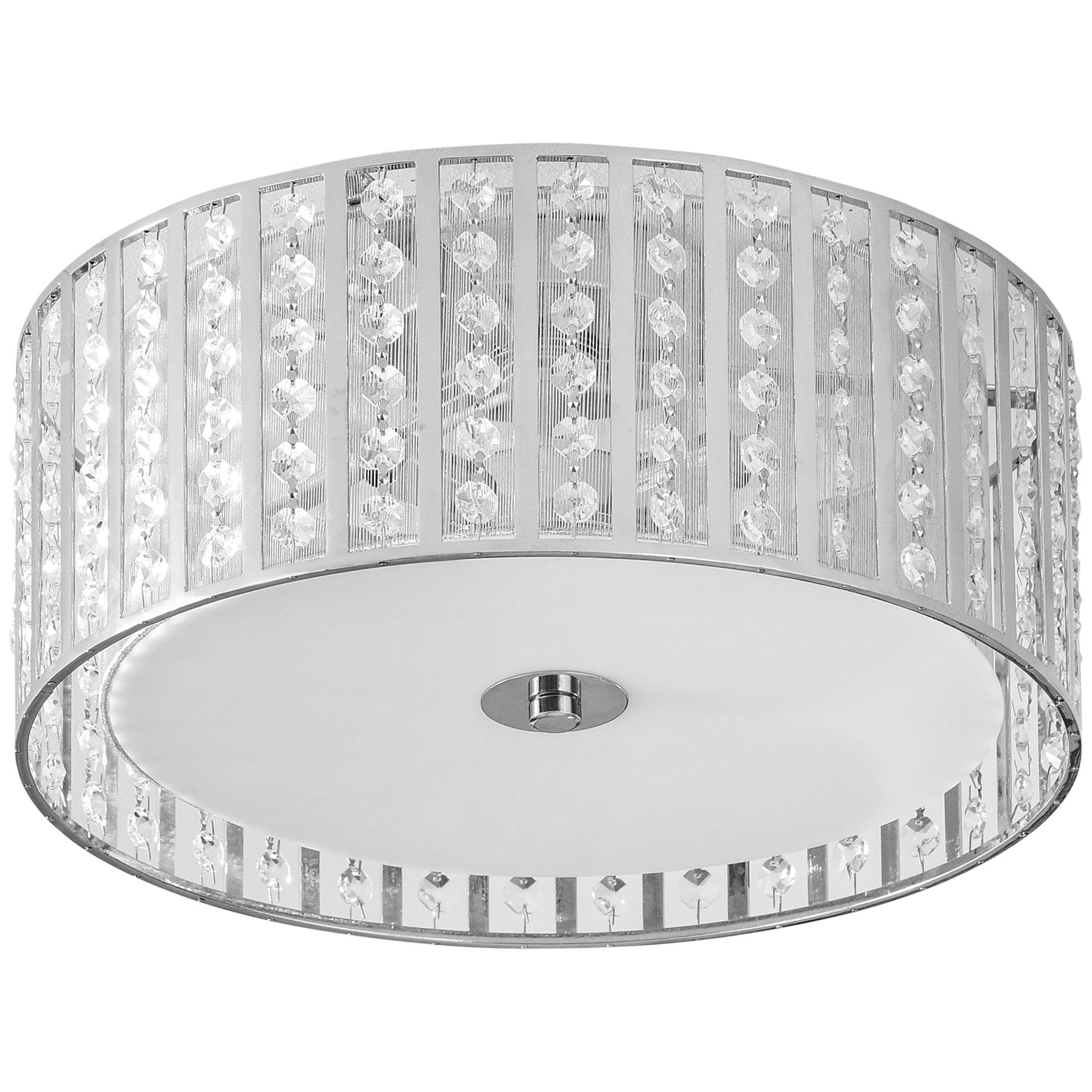 Homcom Modern K9 Crystal Chandelier Ceiling Light with Double Layer Lampshade