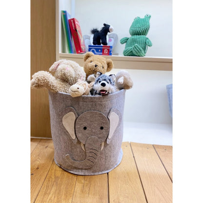 Elephant Fabric Laundry Bin 34 Litres - Grey