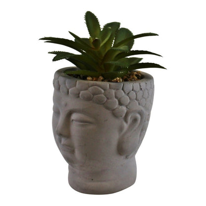 Buddha Faux Succulent Cement Grey - 13cm