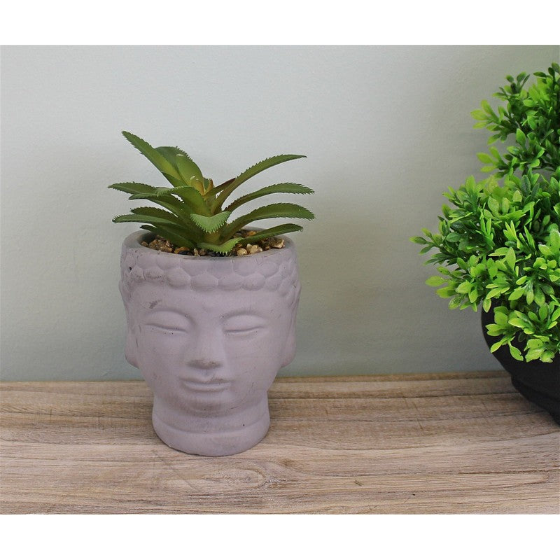 Buddha Faux Succulent Cement Grey - 13cm