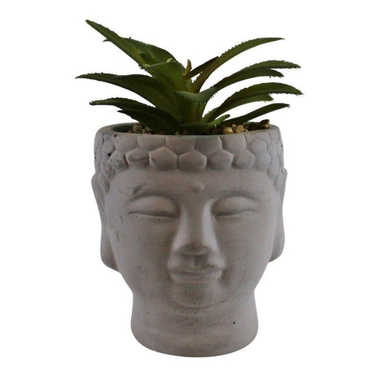 Buddha Faux Succulent Cement Grey - 13cm