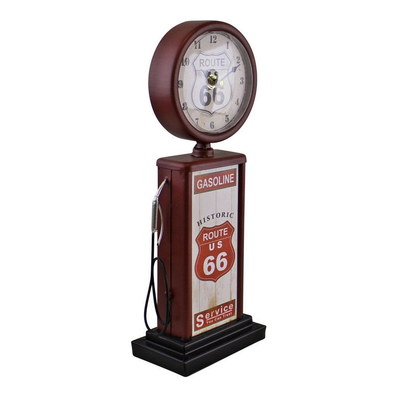 Retro Gas Pump Clock Metal Red & White Battery Powered - 34cm