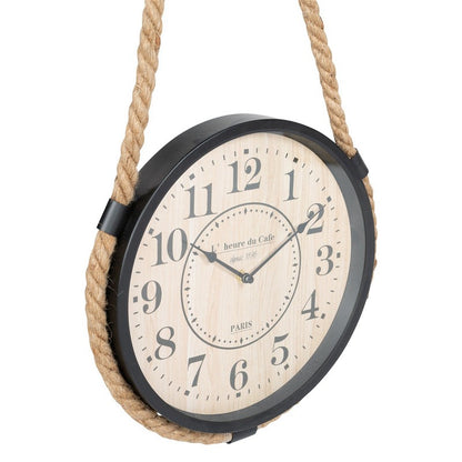 Rope Pulley Clock Wood Hanging Battery Powered - 74cm