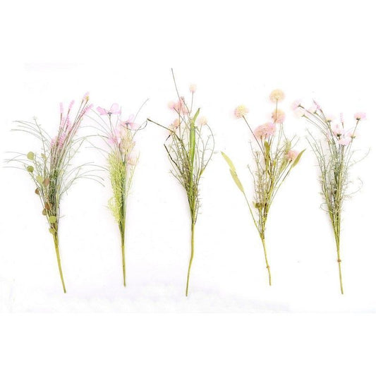 5x Wild Flower Artificial Stem Pink - 51cm