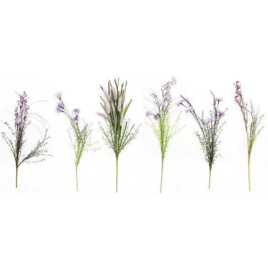 5x Wild Flower Artificial Stem Purple - 66cm