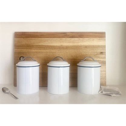 3 x Metal Jars 1.77 Litres - White