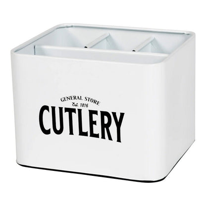 Metal Utensil Holder 4 Compartments 3.7 Litres - White