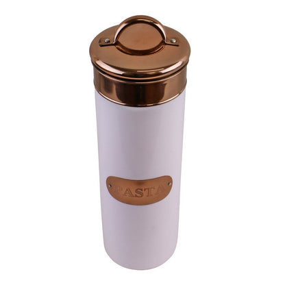 Metal Pasta Container Twist Lid 2 Litres - White & Copper