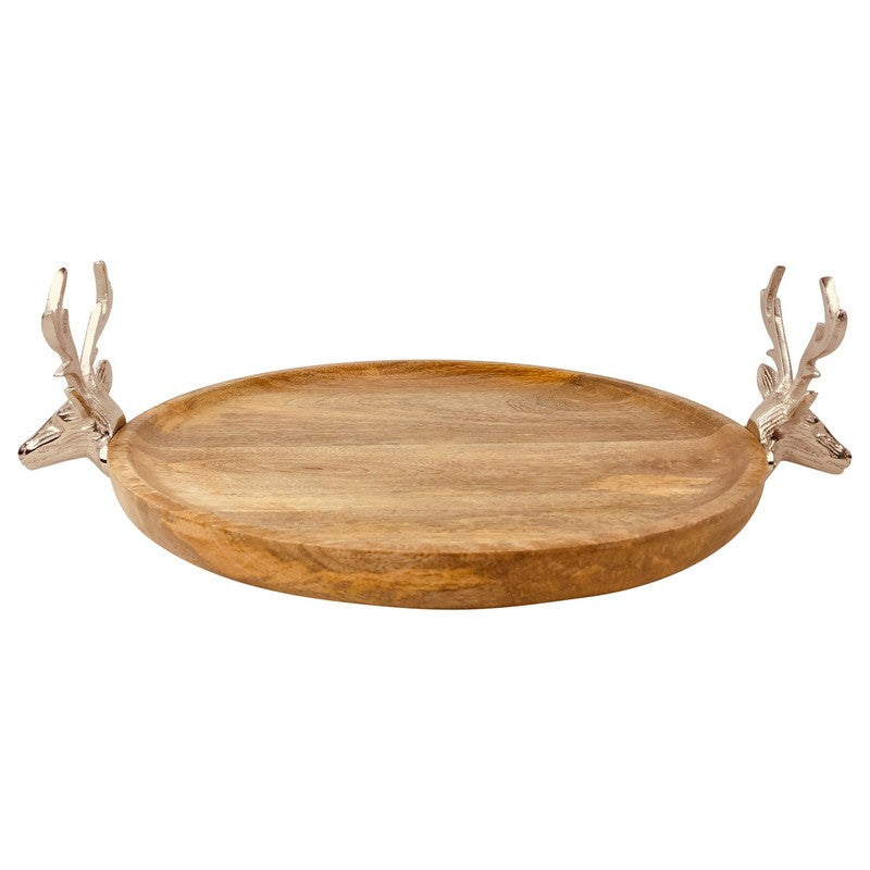 Stag Tray Metal & Wood - 44cm